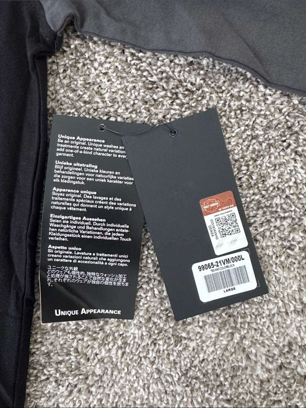 Harley-Davidson Black & Gray Long Sleeve Tee Size Large